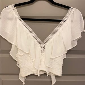 Flounce lace embellished top